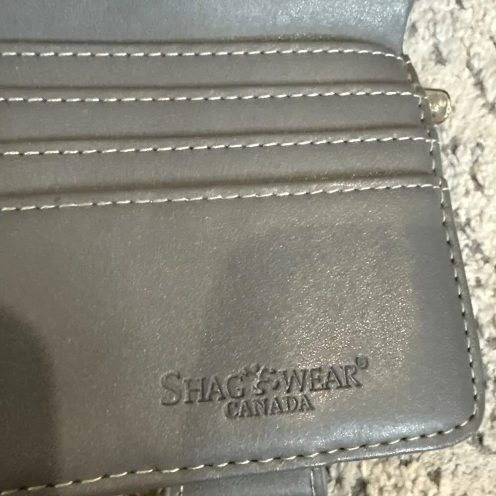 Shag Wear Womens Vegan Wallet Buffalo Animal Clutch Zipper Gray